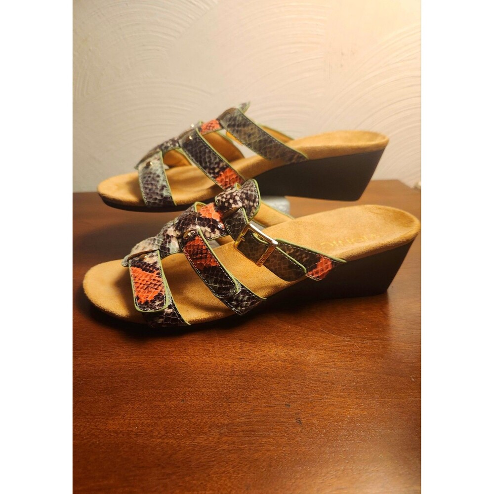 Vionic Sandals Wedge Strappy Park Radia Natural Snake Print Women's 8 Adjustable